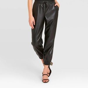 Black Leather Joggers